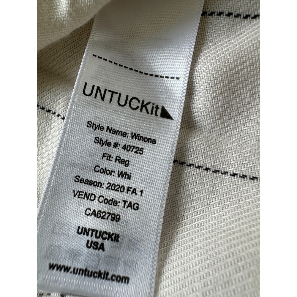 UNTUCKit For Her Ivory Winona Window Pane Button Down Shirt Women size 14 - Picture 9 of 9